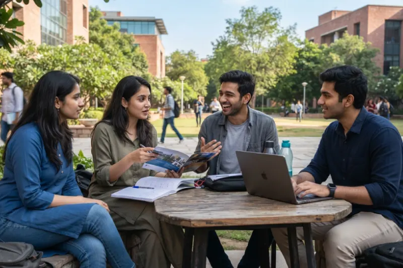 Graduates discussing their next step