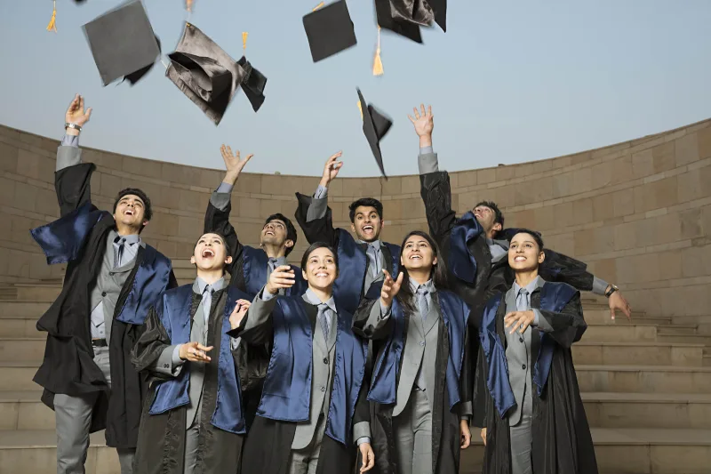 Graduates discussing their next step